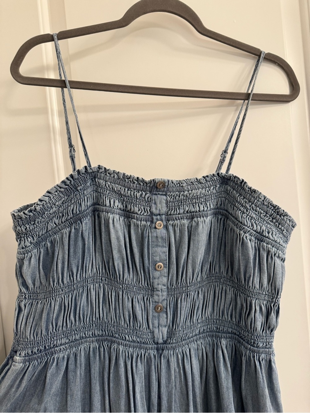 Wide Leg Denim Jumpsuit - Blue - Picture 2 of 4